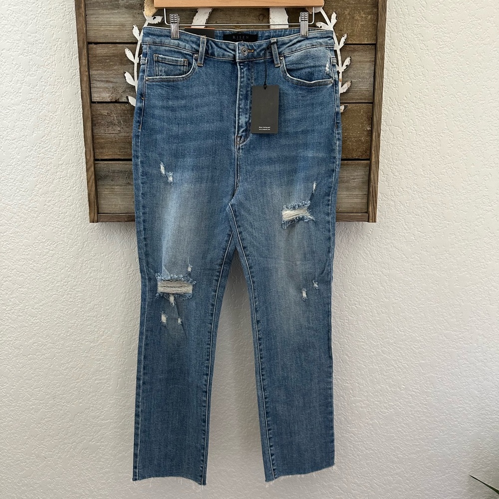 Risen high rise relaxed fit skinny jeans stretch denim size 32/15 NWT